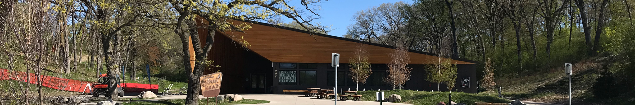 Trailhead building at Theodore Wirth